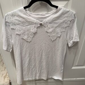 Maje White lace collar shirt